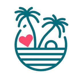 tralifa logo tralifa logo showing a circle with palms, water and and a heart